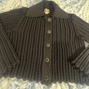 Stylish Women's Black Button-Up Sweater